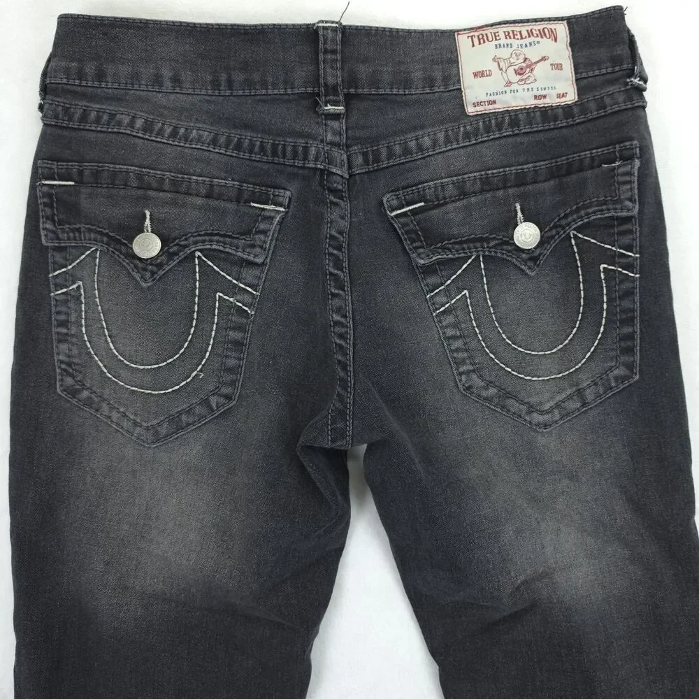 True Religion Jeans Mens 32x29 Geno Relaxed Slim Black Pocket Flap Denim Pants